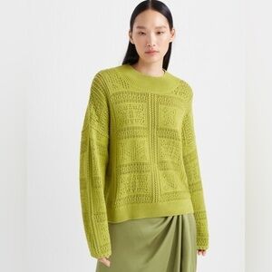 Club Monaco pointelle stitch green oversized sweater sz Medium